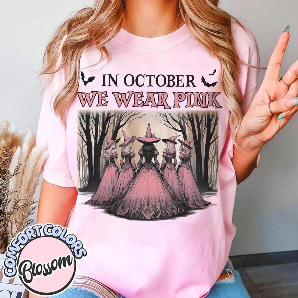 Retro In October We Wear S Shirt, Halloween Spooky Ribbon T-Shirt